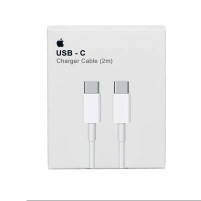 Зареждащ кабел 2 метра USB Type-C към USB Type-C за Apple iPhone 15 6.1 / Apple iPhone 15 Plus  6.7/ Apple iPhone 15 Pro 6.1 / Apple iPhone 15 Pro Max 6.7 бял